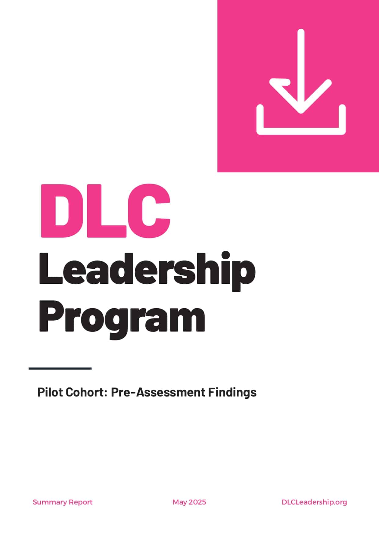 DLC Leadership Program Pilot Cohort Pre-Assessment Findings report cover page